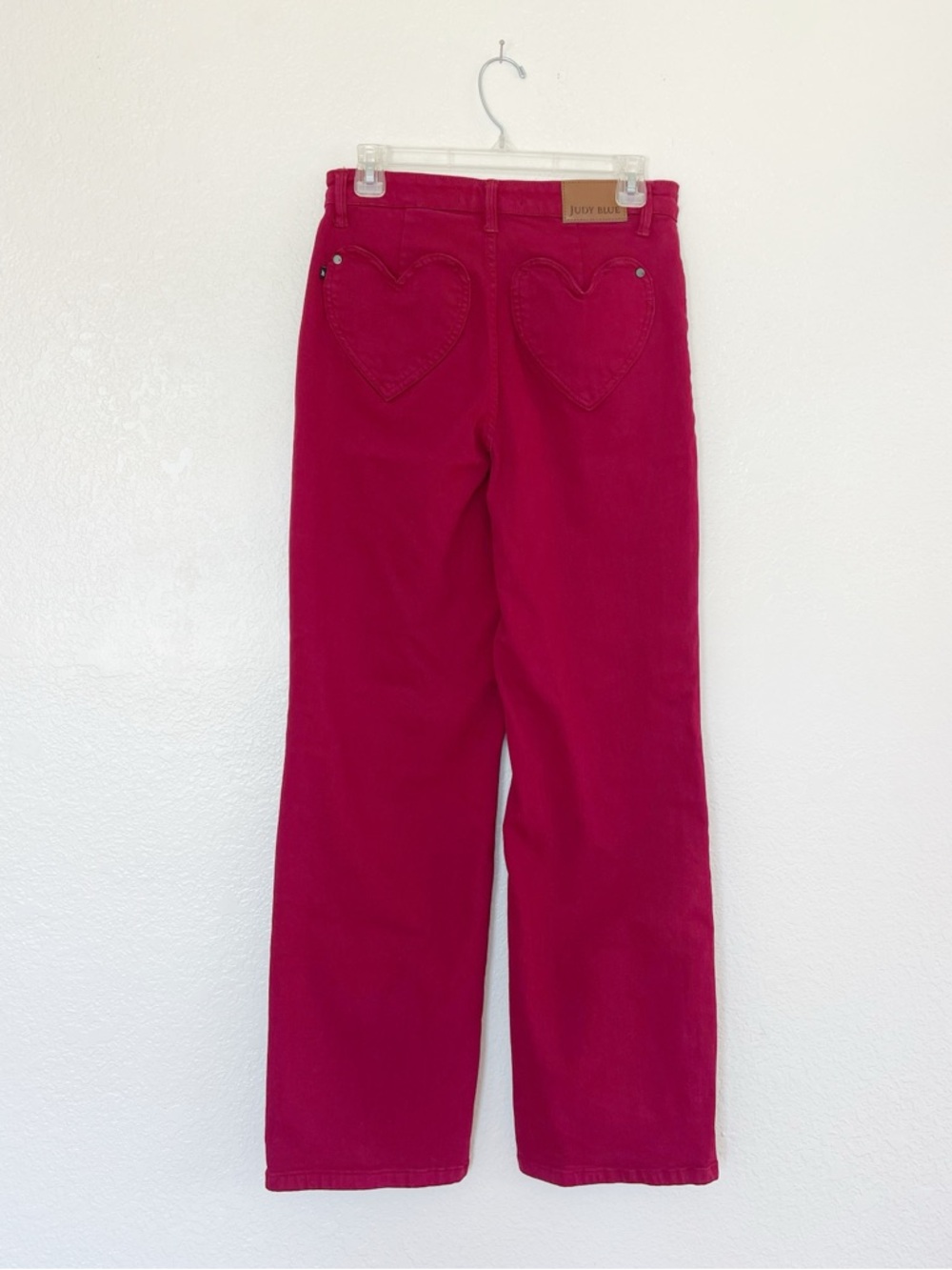 Judy Blue Red Heart Pocket Jeans High Waist Wide Leg Denim Pants Garment Dyed 28 - Picture 3 of 8